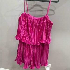 Vibrant Pink Pleated Romper